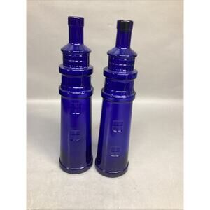 Colbalt Blue Lighthouse Glass Wine Bottles Cape Cod Beach Decor - No Stoppers